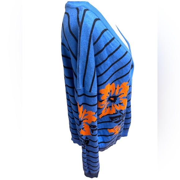 JOSEPH A Cardigan Floral Striped Button front Sweater Size Medium NWT - Picture 6 of 16